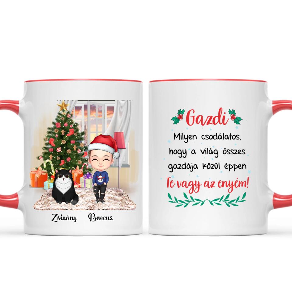 Egyedi karácsonyi cicás bögre gyerekeknek - akár 4 cicával