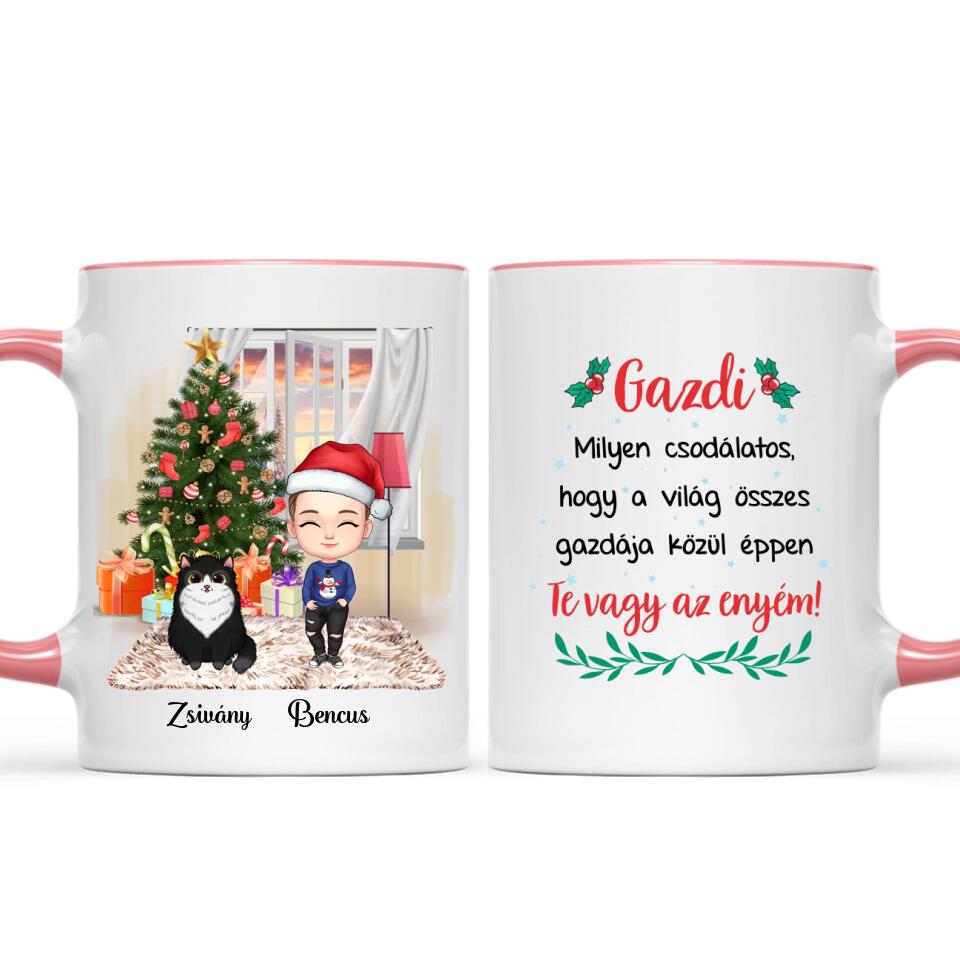 Egyedi karácsonyi cicás bögre gyerekeknek - akár 4 cicával