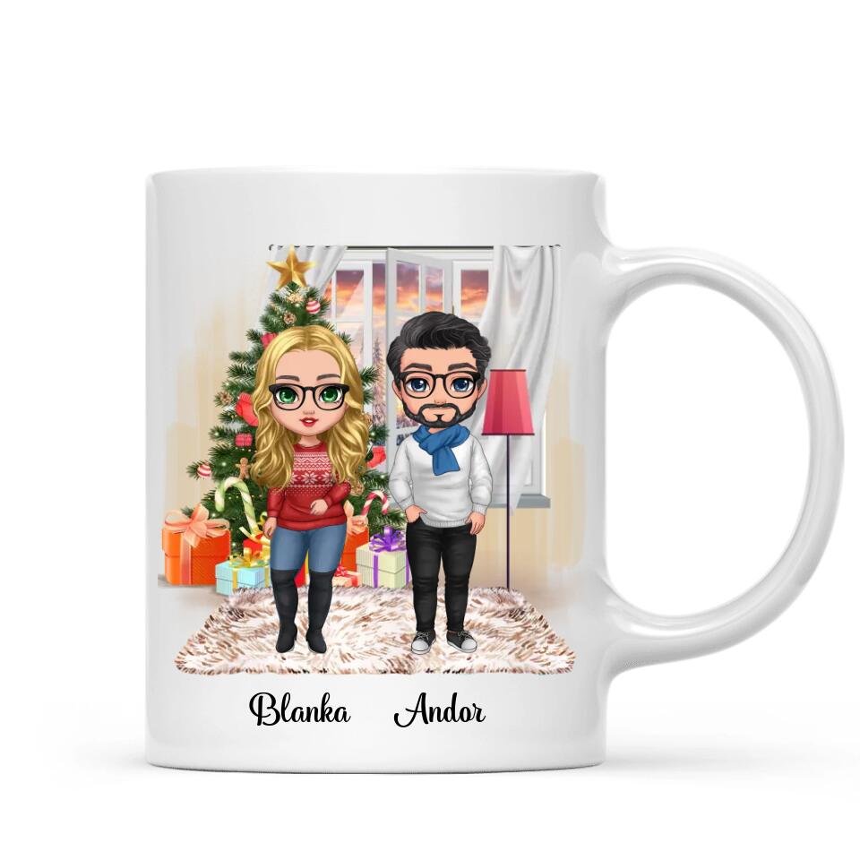 Egyedi karácsony bögre testvéreknek - chibi tesók