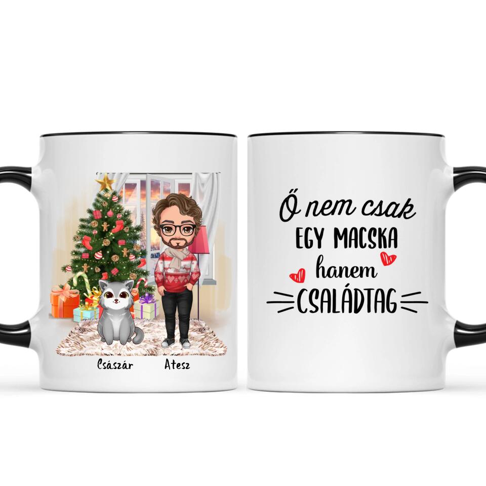 Egyedi karácsonyi cicás bögre - fiú macskákkal