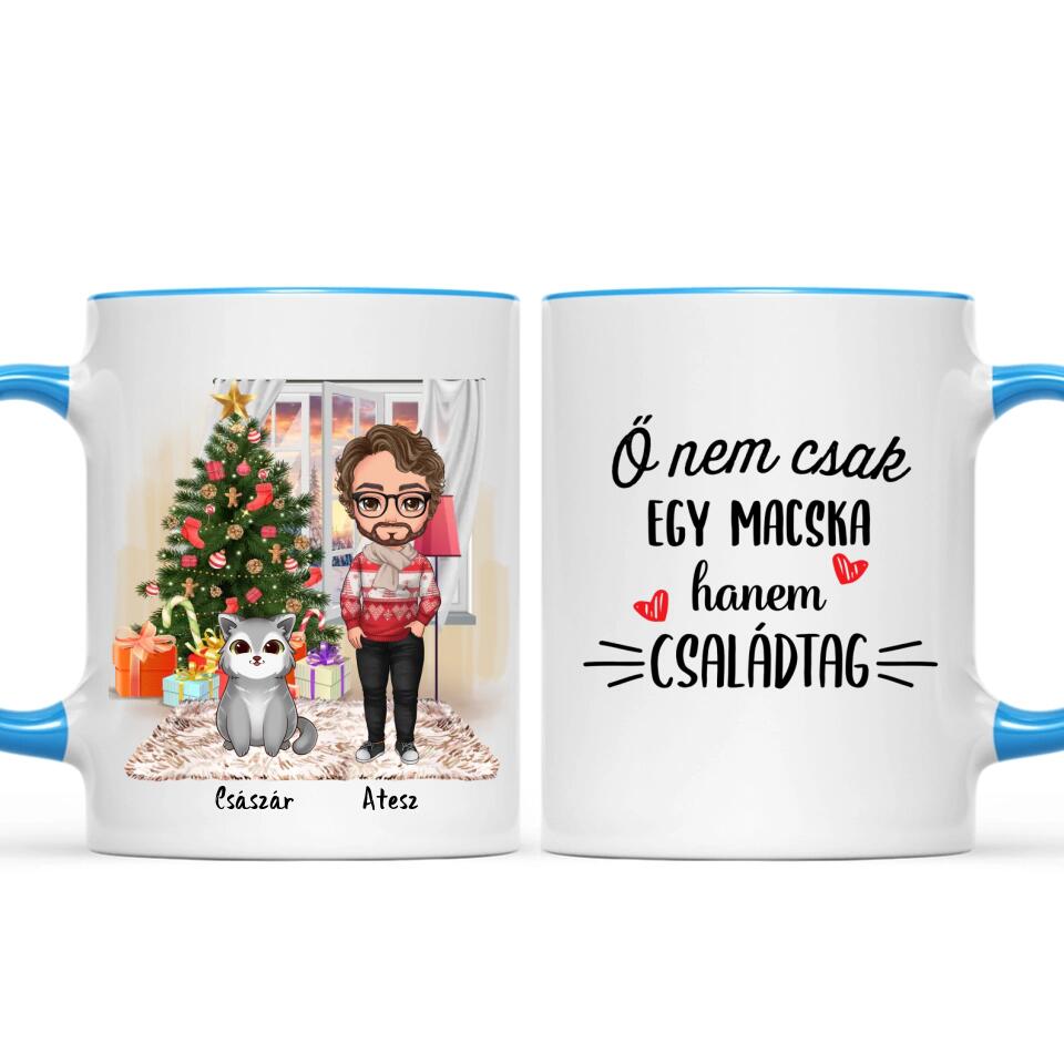 Egyedi karácsonyi cicás bögre - fiú macskákkal