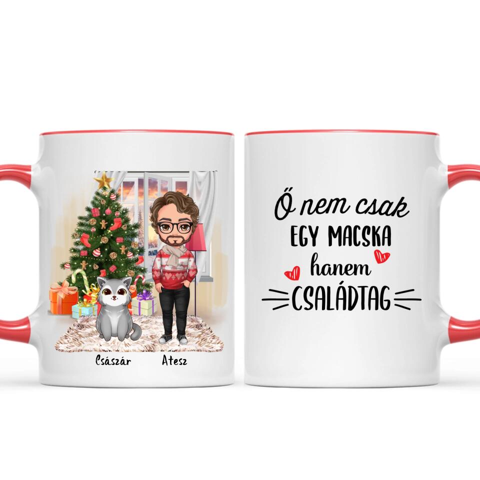 Egyedi karácsonyi cicás bögre - fiú macskákkal