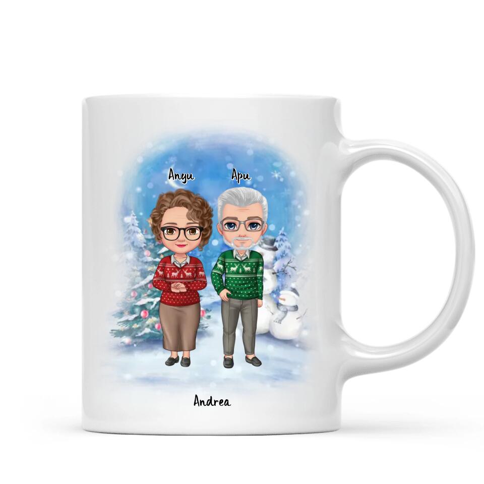 Egyedi karácsonyi bögre a családnak - szülők és felnőtt gyerekek