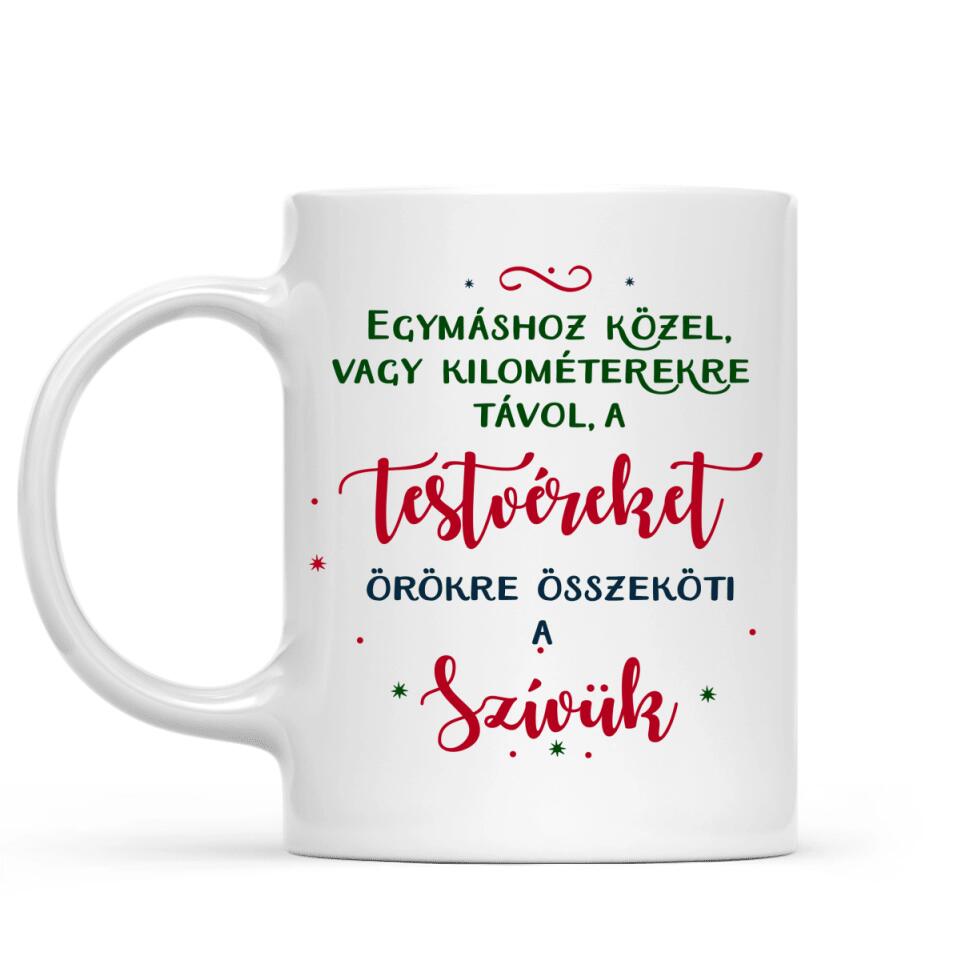 Egyedi karácsony bögre testvéreknek - chibi tesók