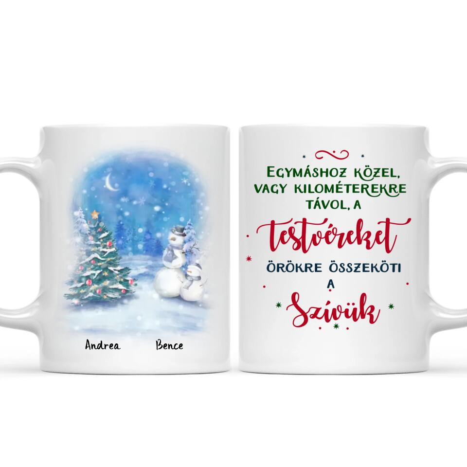 Egyedi karácsonyi bögre testvéreknek - akár 8 tesó