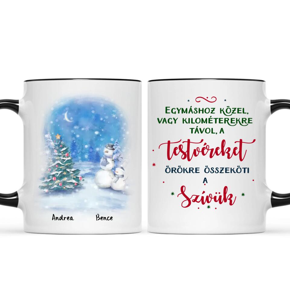 Egyedi karácsonyi bögre testvéreknek - akár 8 tesó