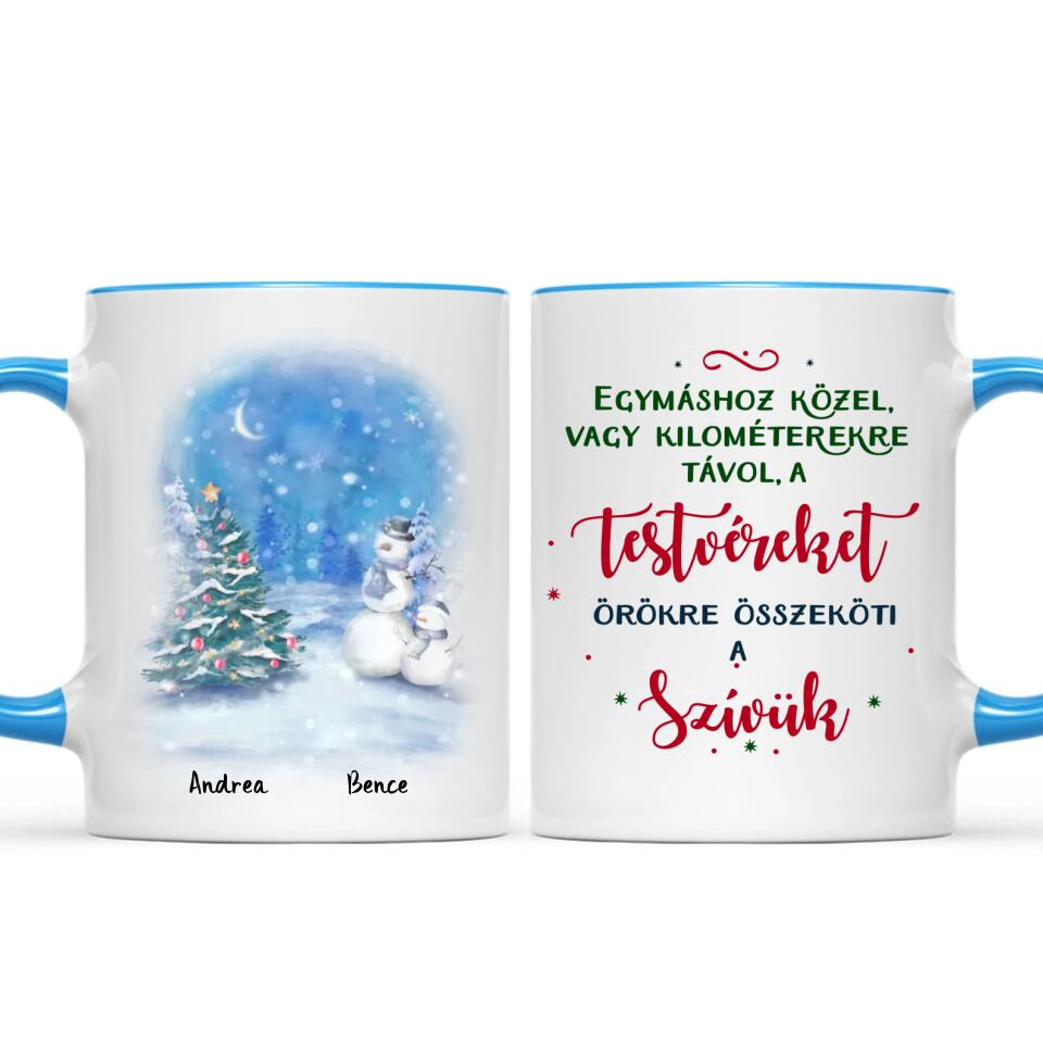 Egyedi karácsonyi bögre testvéreknek - akár 8 tesó