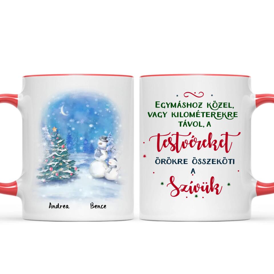 Egyedi karácsonyi bögre testvéreknek - akár 8 tesó