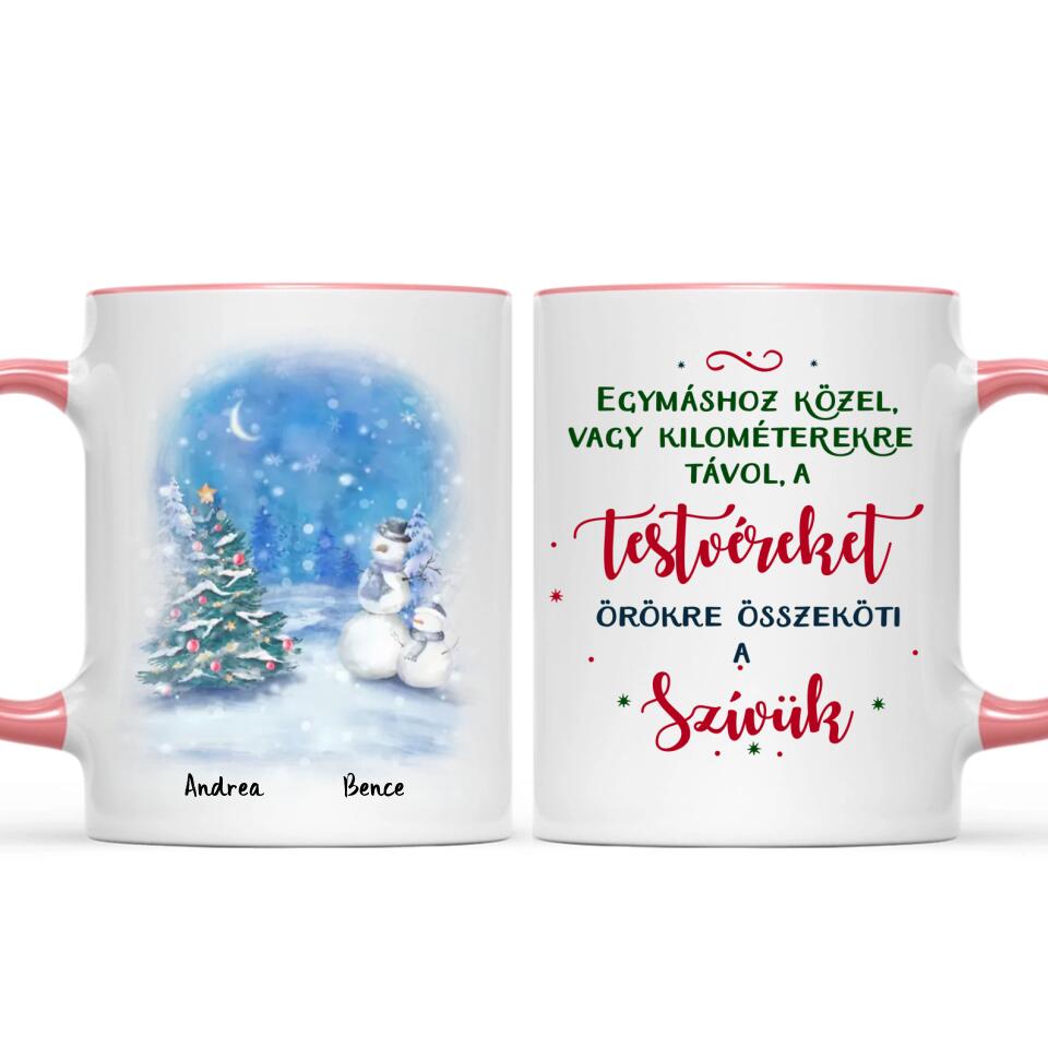 Egyedi karácsonyi bögre testvéreknek - akár 8 tesó