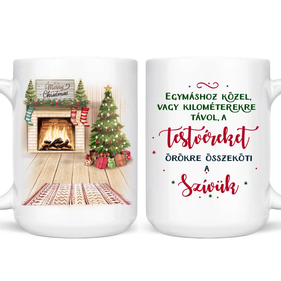 Egyedi karácsonyi bögre testvéreknek