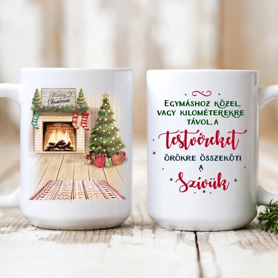 Egyedi karácsonyi bögre testvéreknek