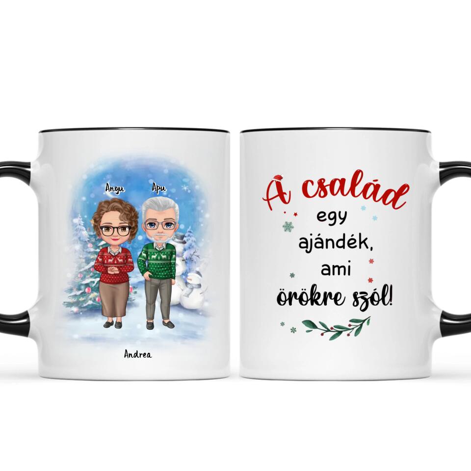 Egyedi karácsonyi bögre a családnak - szülők és felnőtt gyerekek