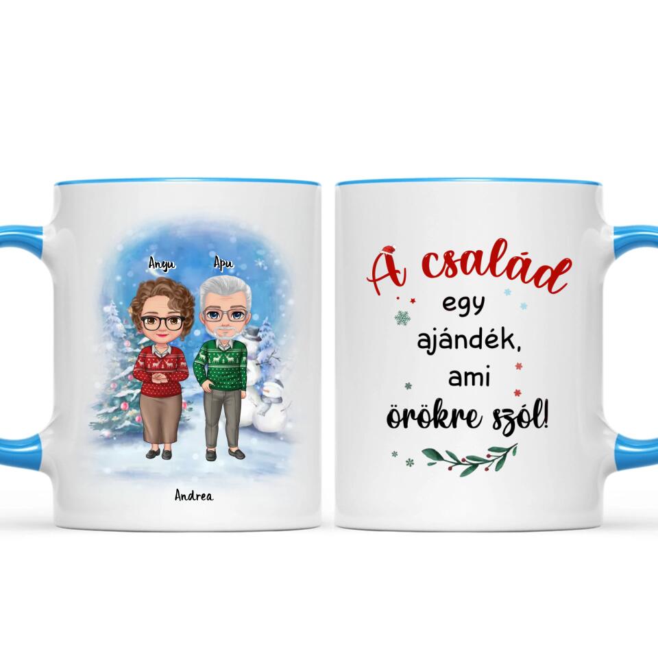 Egyedi karácsonyi bögre a családnak - szülők és felnőtt gyerekek