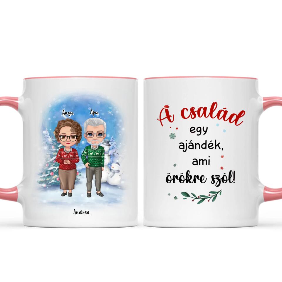 Egyedi karácsonyi bögre a családnak - szülők és felnőtt gyerekek