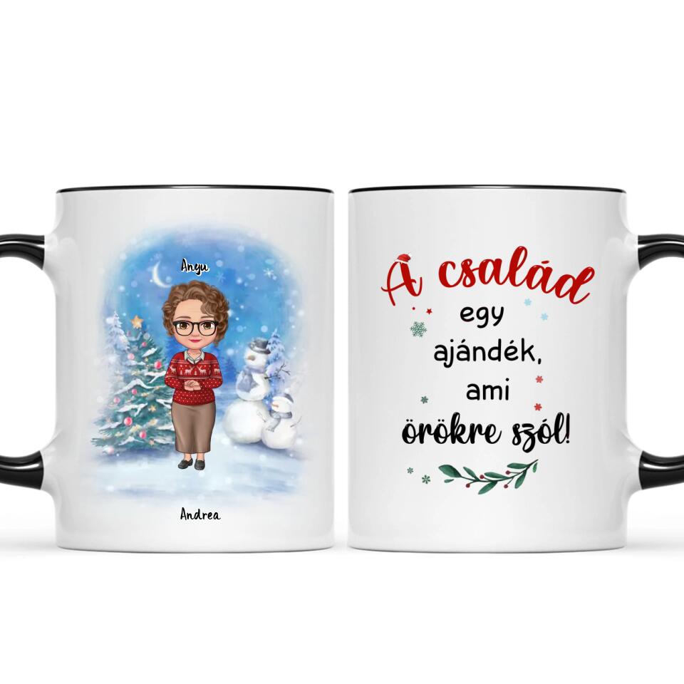 Egyedi karácsonyi bögre édesanyáknak - akár 6 felnőtt gyermekkel