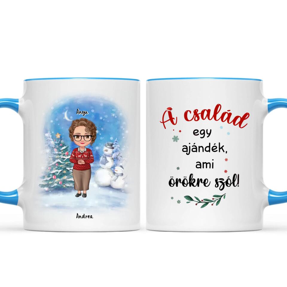 Egyedi karácsonyi bögre édesanyáknak - akár 6 felnőtt gyermekkel