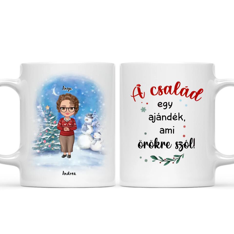 Egyedi karácsonyi bögre édesanyáknak - akár 6 felnőtt gyermekkel