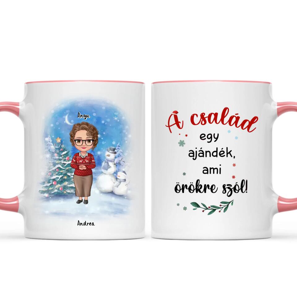 Egyedi karácsonyi bögre édesanyáknak - akár 6 felnőtt gyermekkel