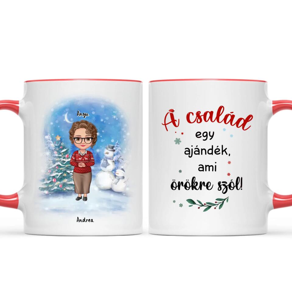 Egyedi karácsonyi bögre édesanyáknak - akár 6 felnőtt gyermekkel
