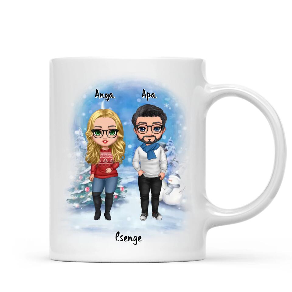 Egyedi karácsonyi bögre a családnak - szülők és gyermekek