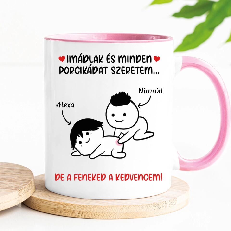 Egyedi bögre Valentin-napra - a feneked a kedvencem