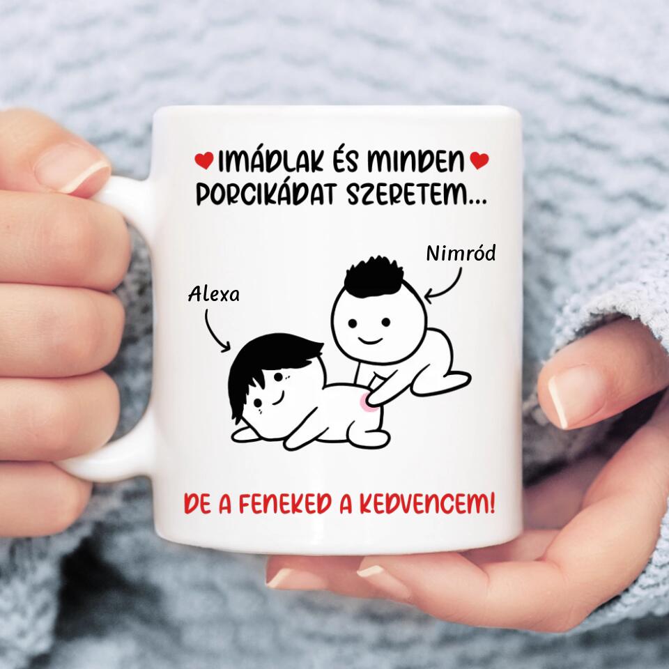 Egyedi bögre Valentin-napra - a feneked a kedvencem