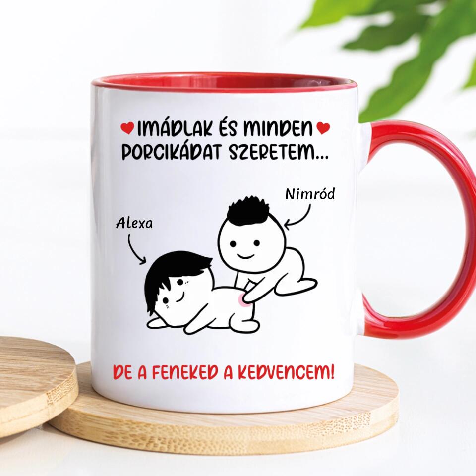 Egyedi bögre Valentin-napra - a feneked a kedvencem