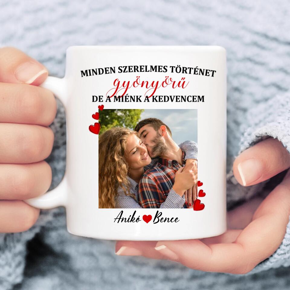 Egyedi bögre szerelmespároknak, saját fotóval - szerelmes történet