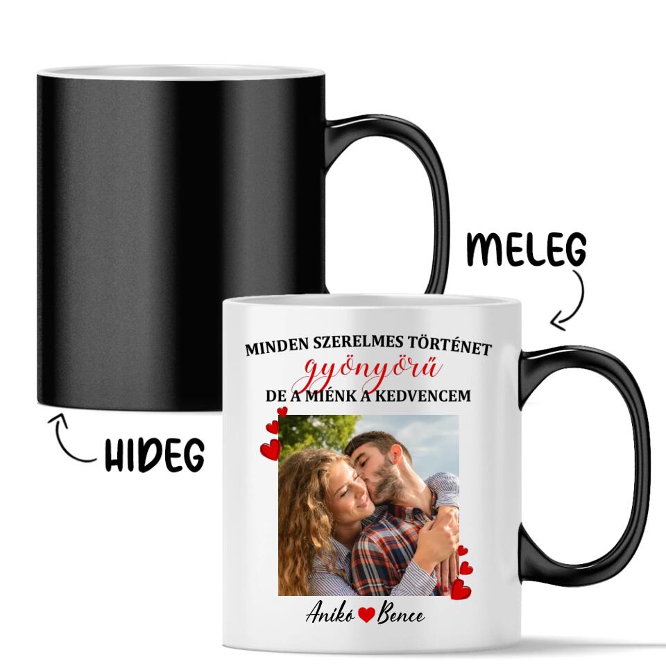 Egyedi bögre szerelmespároknak, saját fotóval - szerelmes történet