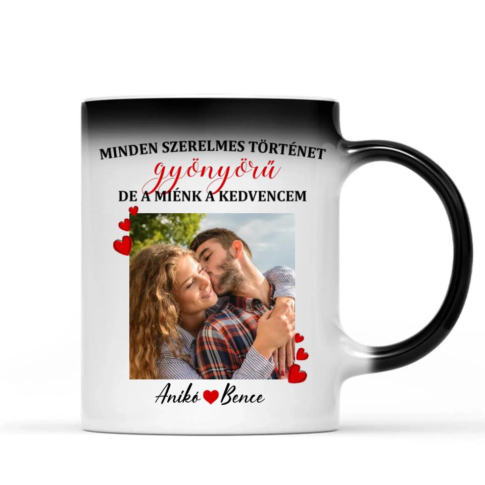 Egyedi bögre szerelmespároknak, saját fotóval - szerelmes történet