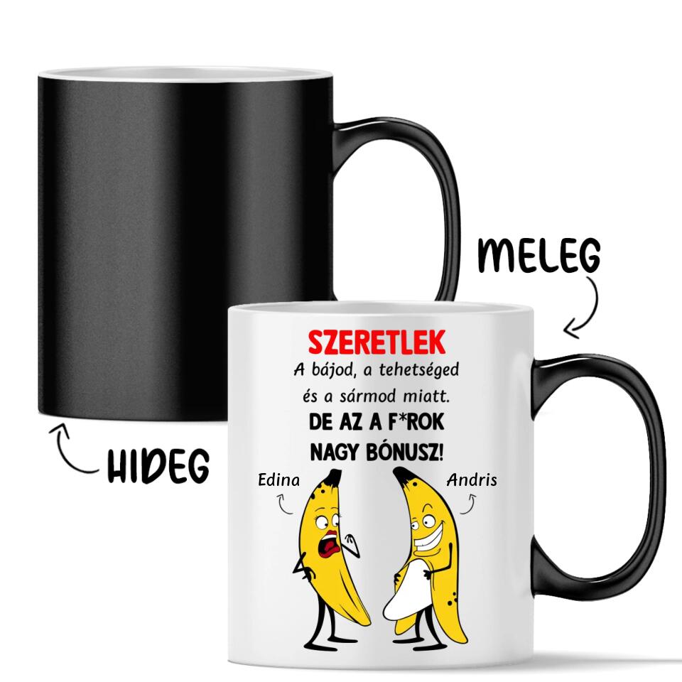 Egyedi vicces bögre Valentin-napra - bónusz banánok