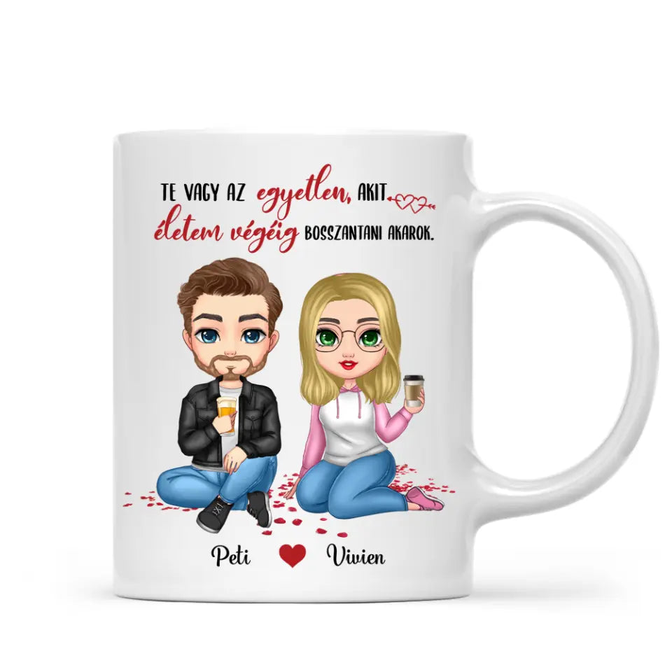 Egyedi bögre szerelmespároknak, életem végéig szeretlek