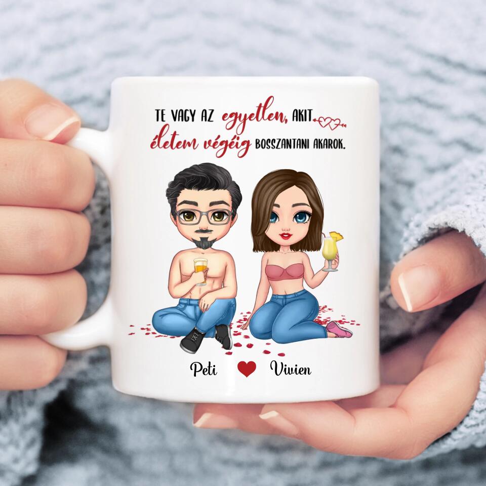 Egyedi bögre szerelmespároknak, életem végéig szeretlek