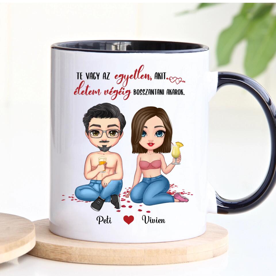 Egyedi bögre szerelmespároknak, életem végéig szeretlek