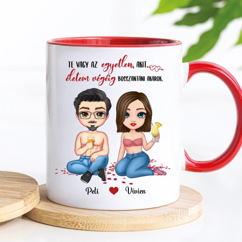 Egyedi bögre szerelmespároknak, életem végéig szeretlek