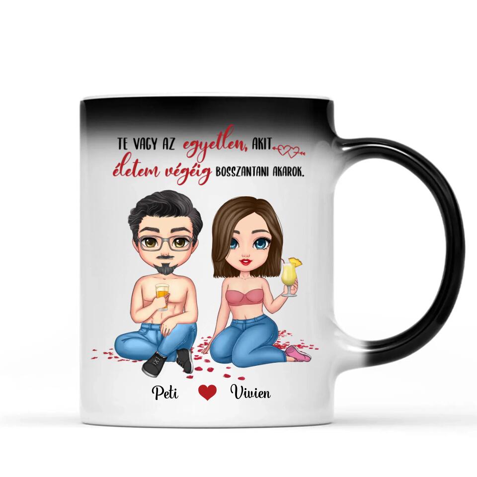 Egyedi bögre szerelmespároknak, életem végéig szeretlek