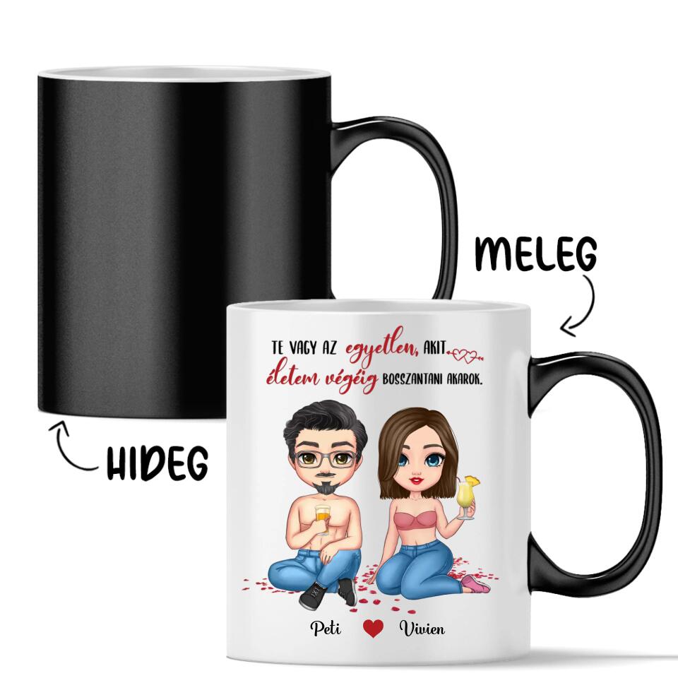 Egyedi bögre szerelmespároknak, életem végéig szeretlek