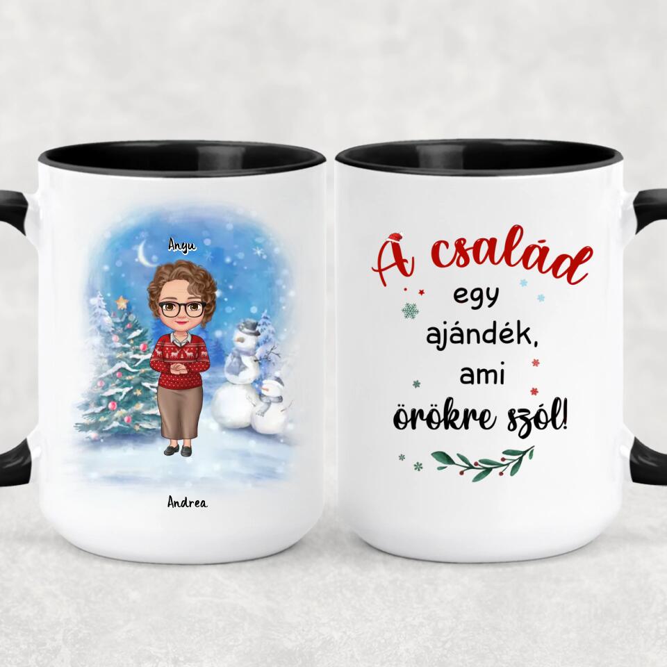 Egyedi karácsonyi bögre édesanyáknak - akár 6 felnőtt gyermekkel