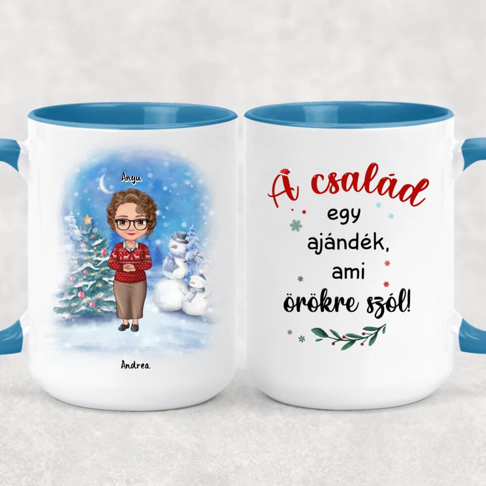 Egyedi karácsonyi bögre édesanyáknak - akár 6 felnőtt gyermekkel