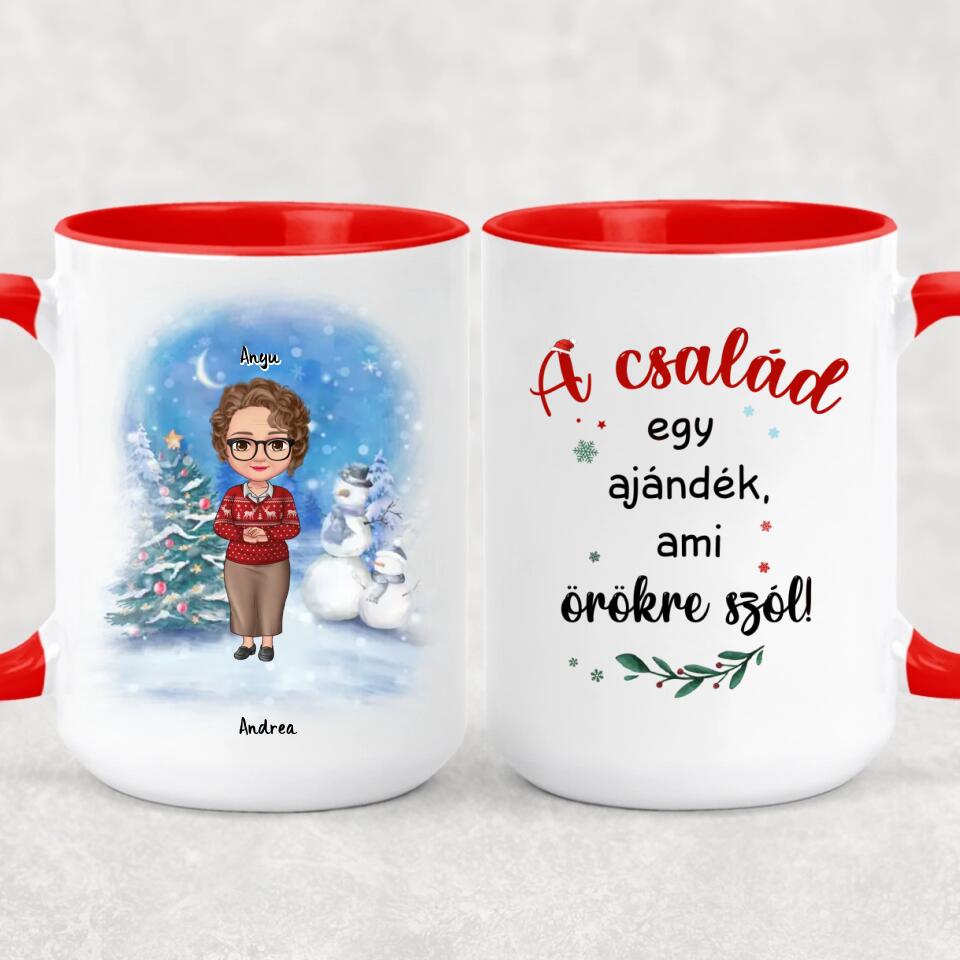 Egyedi karácsonyi bögre édesanyáknak - akár 6 felnőtt gyermekkel