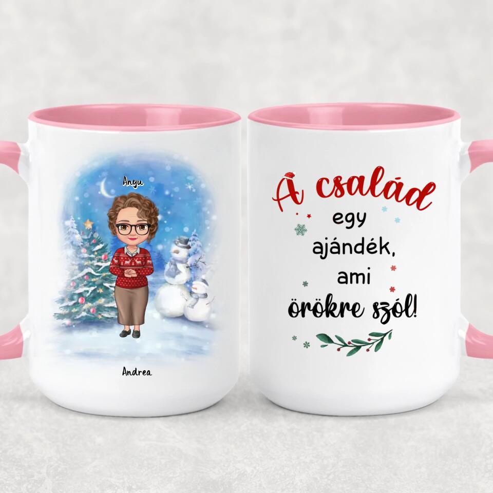 Egyedi karácsonyi bögre édesanyáknak - akár 6 felnőtt gyermekkel