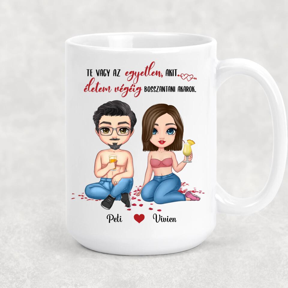 Egyedi bögre szerelmespároknak, életem végéig szeretlek
