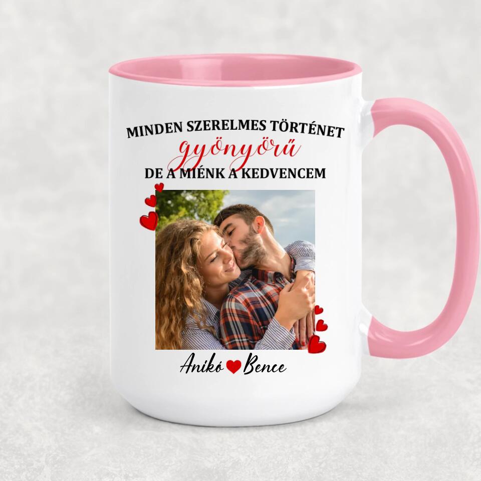 Egyedi bögre szerelmespároknak, saját fotóval - szerelmes történet