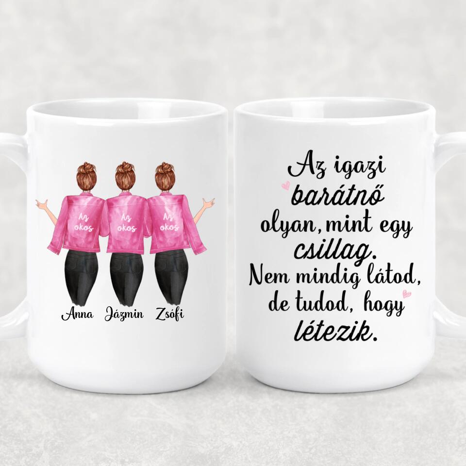 Egyedi barátnős bögre - 3 lány