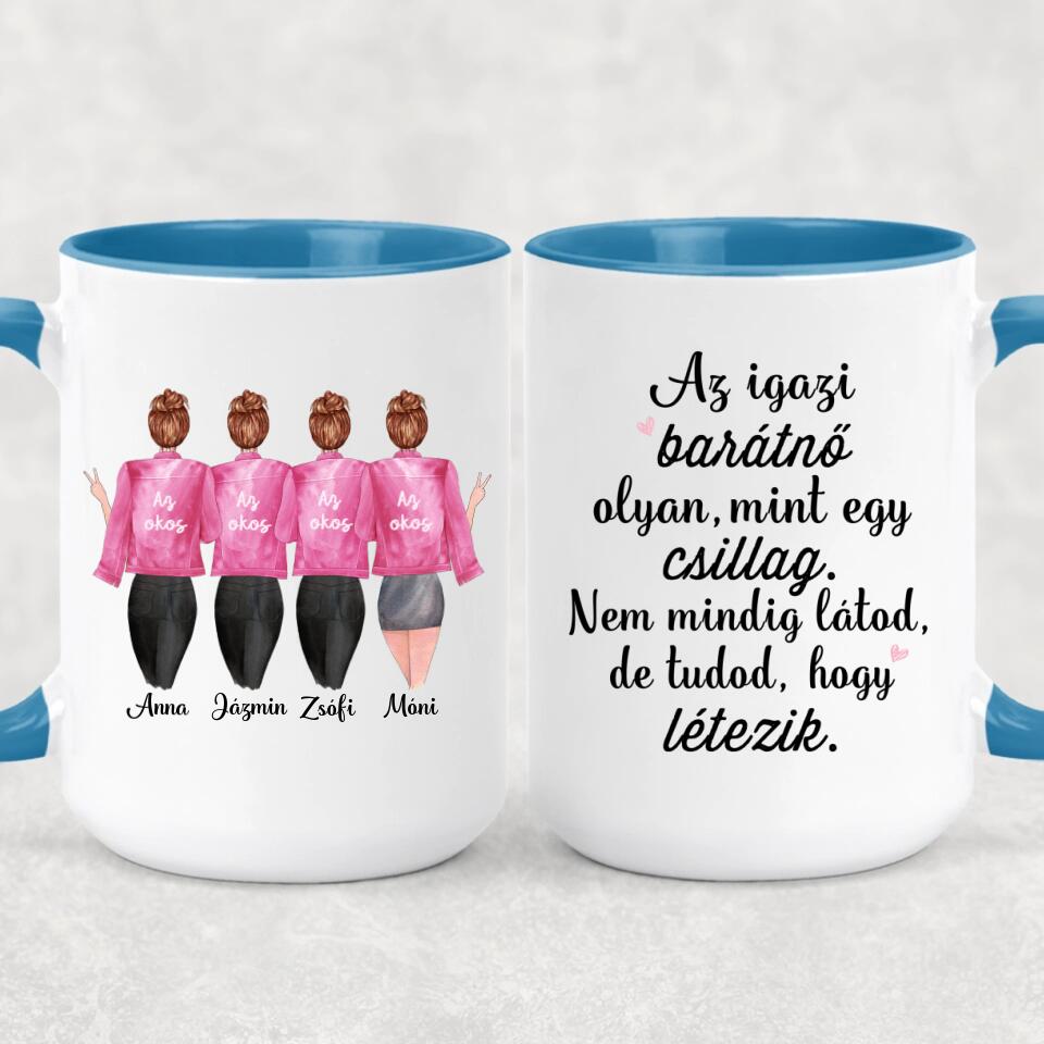 Egyedi barátnős bögre - 4 lány