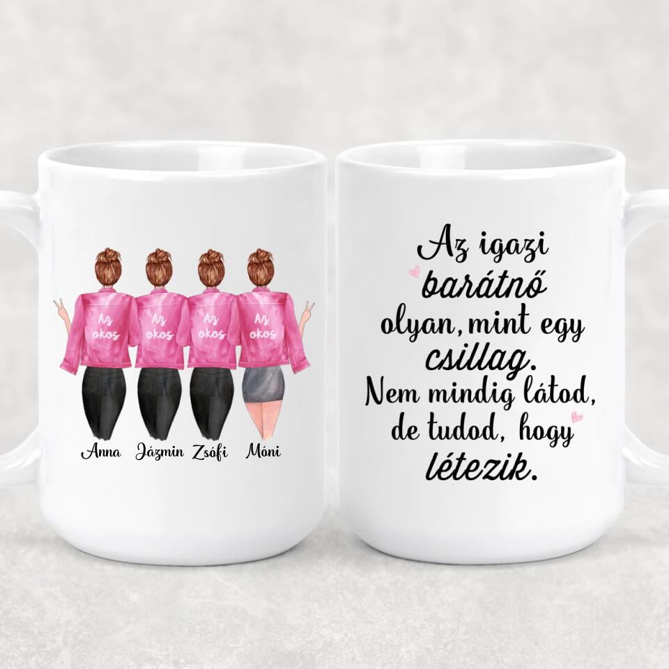 Egyedi barátnős bögre - 4 lány