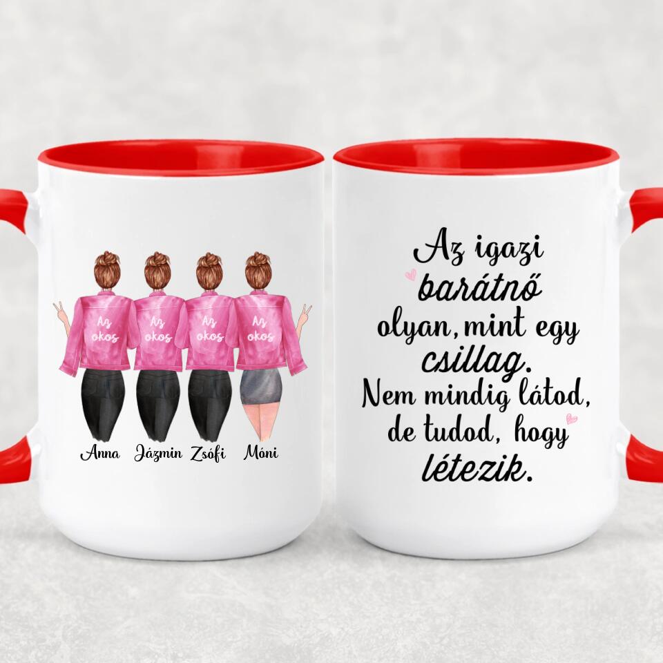 Egyedi barátnős bögre - 4 lány