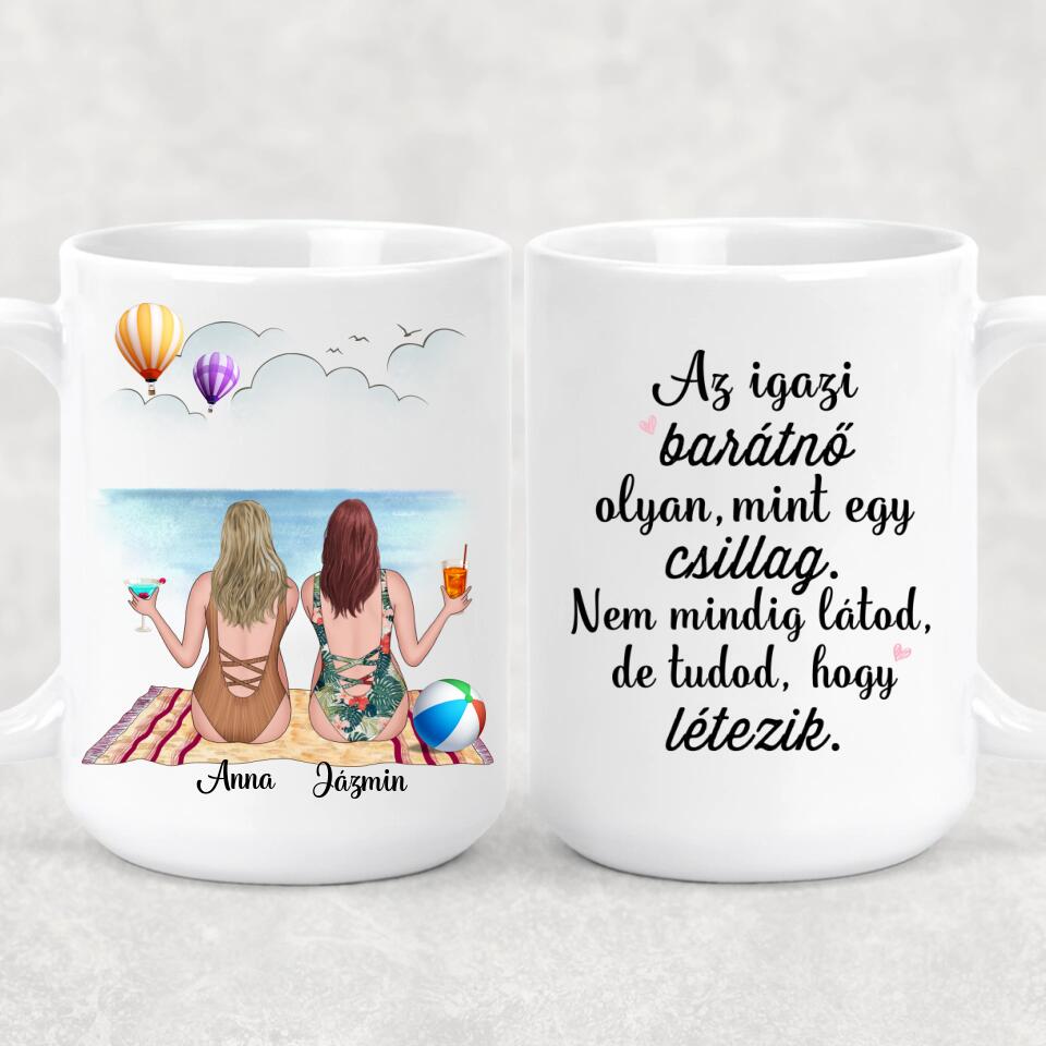 Egyedi bögre barátnőknek - lányok a strandon