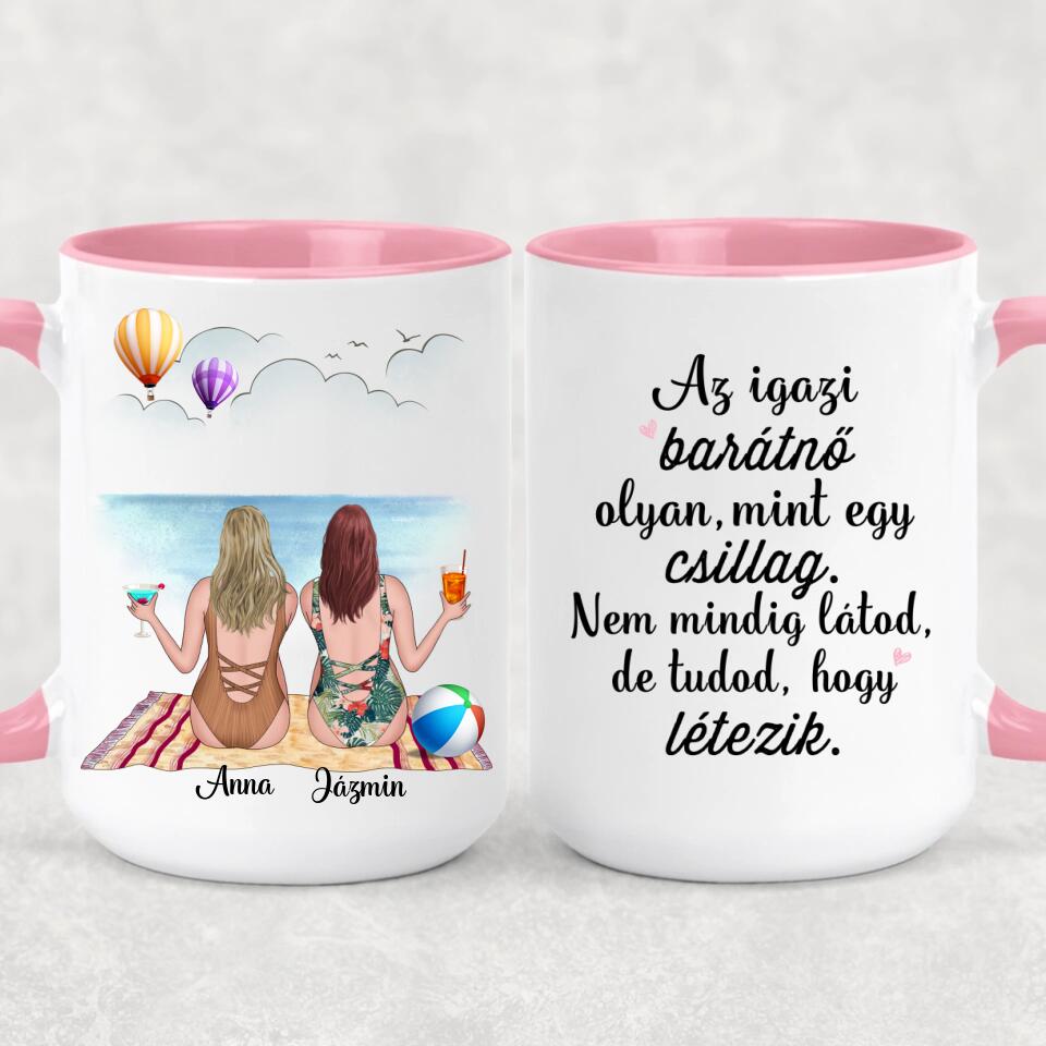 Egyedi bögre barátnőknek - lányok a strandon