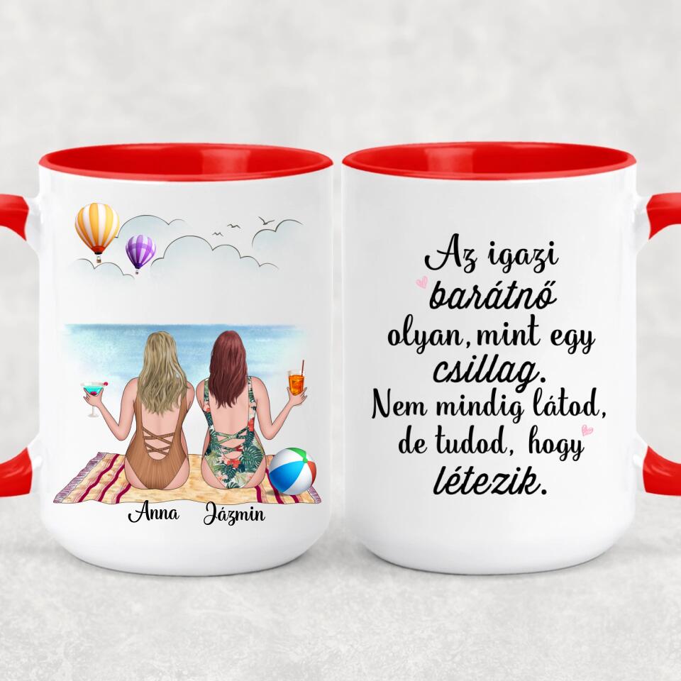 Egyedi bögre barátnőknek - lányok a strandon